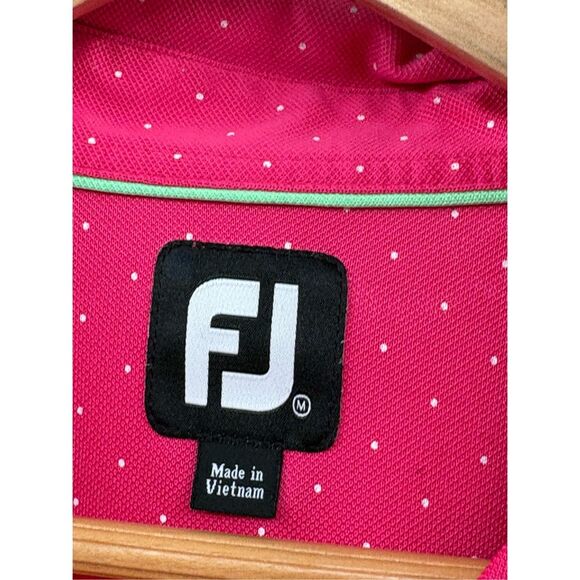 Footjoy Polo Shirt Golf Polka Dots Pink Men Size Medium Short Sleeve - Picture 5 of 9